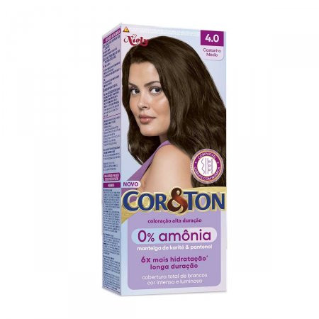 TINTURA COR E TON "4.0" CASTANHO MEDIO 0% AMONIA