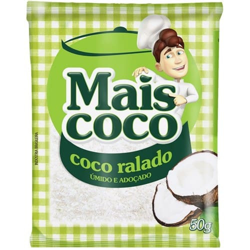 Coco Ralado Mais Coco Úmido e Adoçado 50g