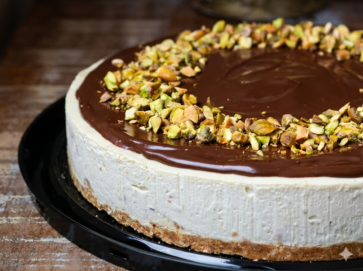 CHEESECAKE DE PISTACHE COM CAFÉ