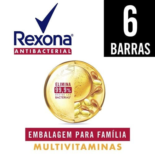Sabonete em Barra Antibacterial Multivitaminas Rexona 84g com 6un