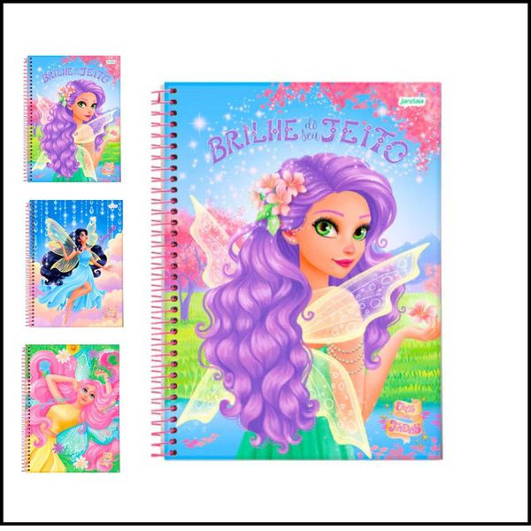 Caderno jandaia pequeno de 80 folhas fadas 