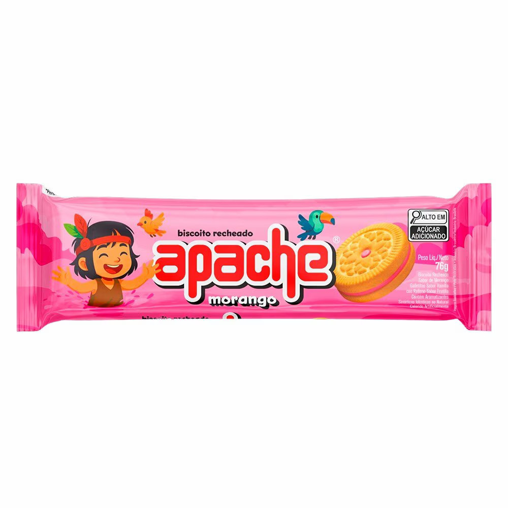 BISC RECHEADO APACHE MORANGO 76G