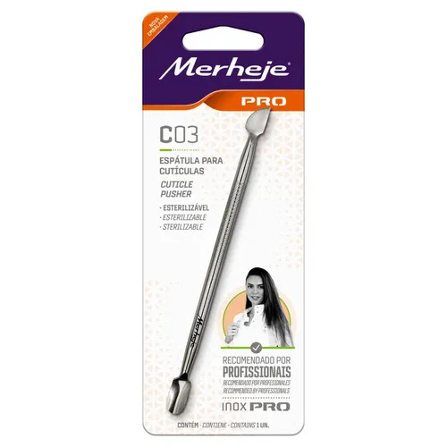 ESPATULA P/ CUTÍCULAS  MERHEJE DUPLA INOX