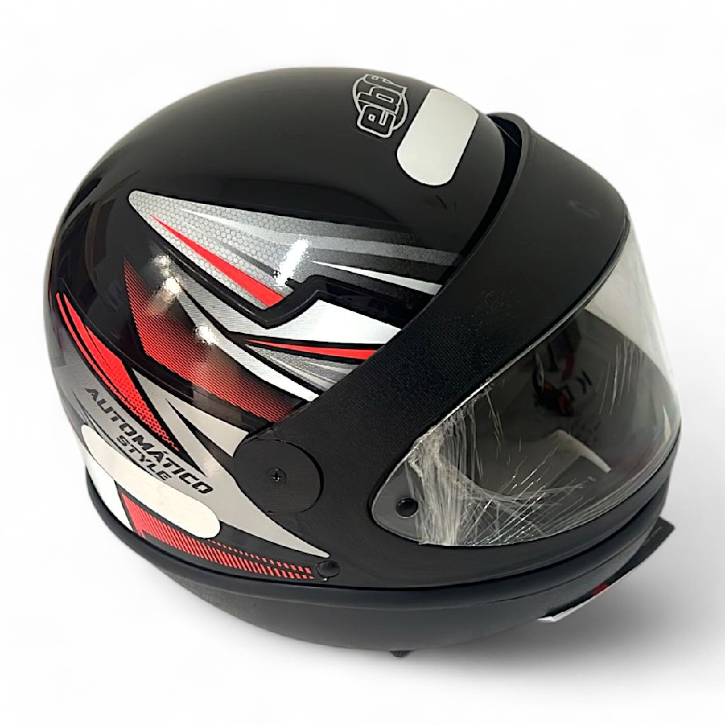 CAPACETE AUTOMATICO STYLE 56 PRETO/VERMELHO - EBF