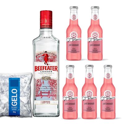 Gin London + 5 Pink limonade + Gelo filtrado 5kg