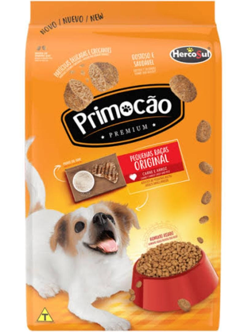 Primocão Original Adulto Pequenas e Mini Sabor Carne e Arroz 