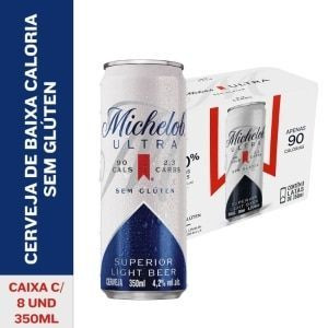 CERVEJA MICHELOB ULTRA LIGHT LAGER LT350ML PACK 8 UN