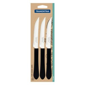 FACA TRAMONTINA LEME PRETO INOX C/3UN