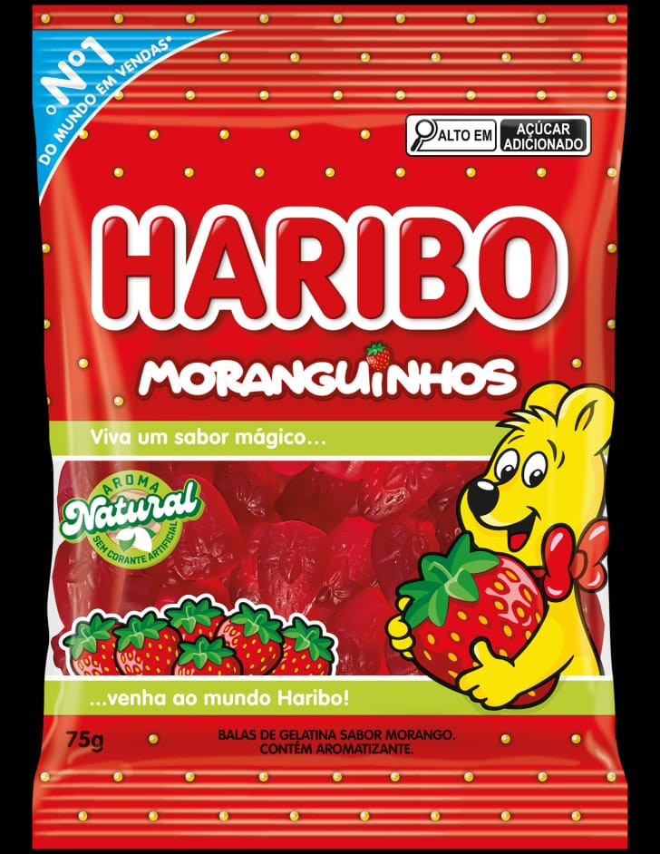 BALA DE GELATINA HARIBO MORANGUINHOS 80G