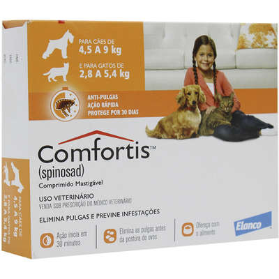 Antipulgas Comfortis 270 mg Elanco  para Cães de 4,5 a 9 Kg e Gatos de 2,8 a 5,4 Kg