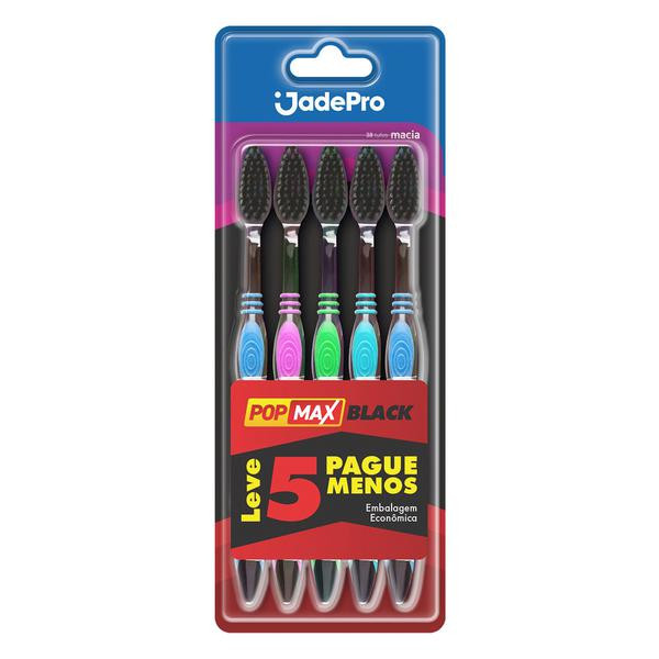 ESCOVA DENTAL JADEPRO POPMAX BLACK "MACIA" C/5UN¬