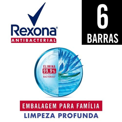 Sabonete em Barra Antibacterial Limpeza Profunda Rexona 84g com 6un