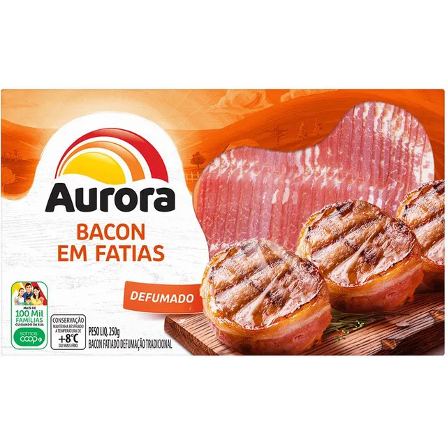 BACON FATIADO DEFUMADO AURORA 250G