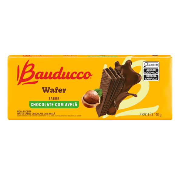 Biscoito Wafer Bauducco 140g Chocolate C/Avela