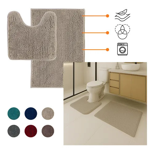 JOGO TAPETE P/ BANHEIRO CHENILLE 2PCS CLEANTECH