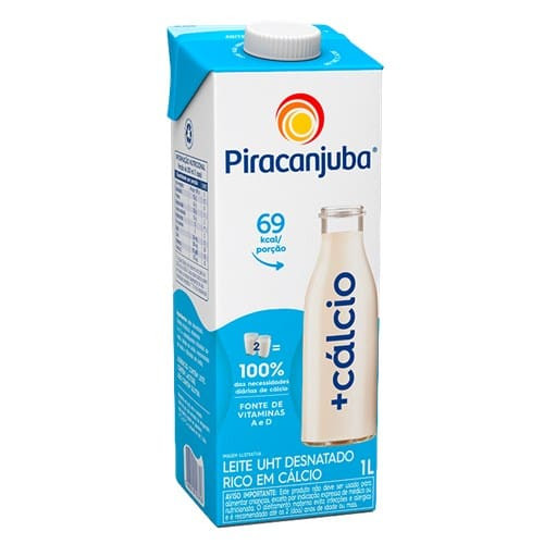 Leite Desnatado Mais Cálcio Piracanjuba 1l