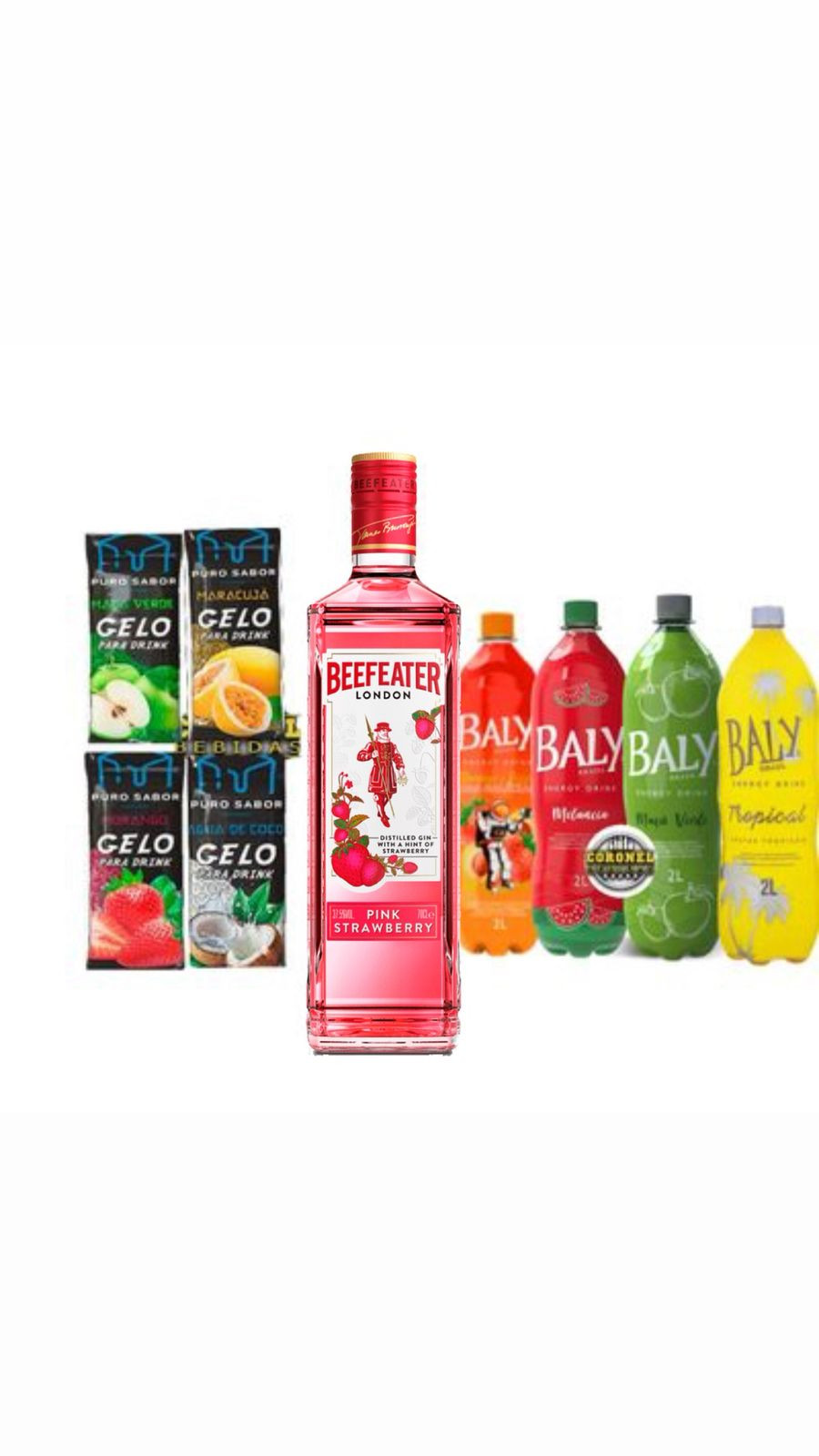 Beefeater pink + 1 Baly 2l + 4 gelo sabor 