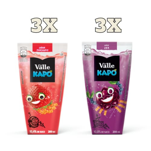 Combo 3 Kapo Uva e 3 Kapo Morango