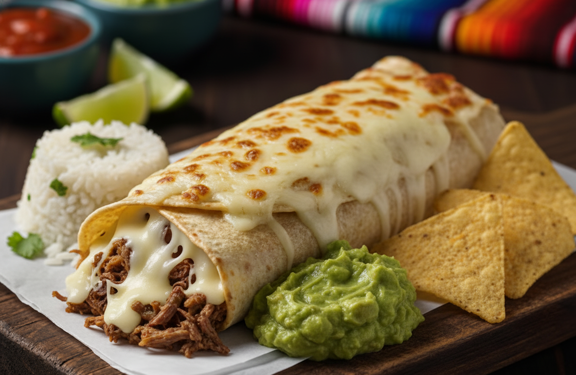 Burrito Gratinado (Panquecas) + 2 acompanhamentos + Molho grátis