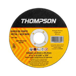 DISCO CORTE METAL/AÇO THOMPSON 115MM