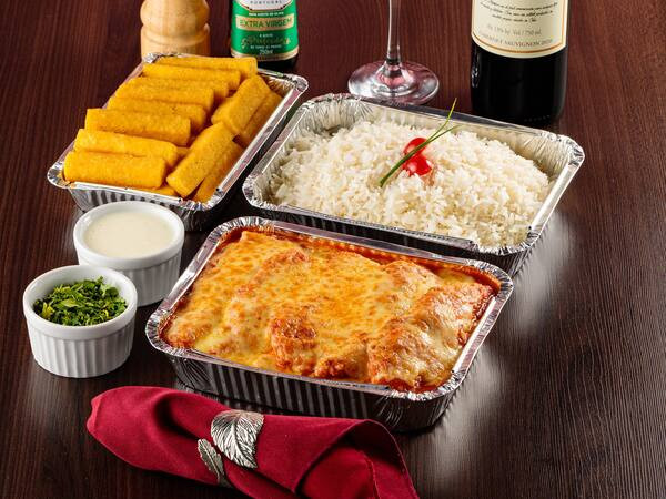 Combo Itália Frango Parmegiana + Arroz + Polenta Frita