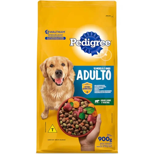 RAÇAO PEDIGREE ADULTO CARNE E VEGETAIS 900G¬