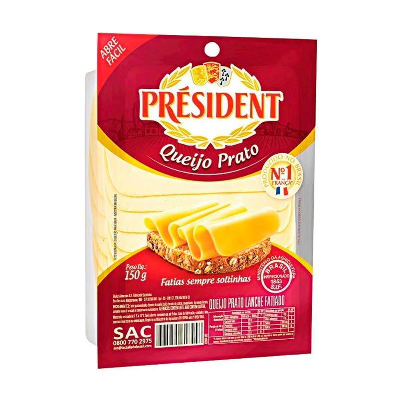Queijo Prato President Fat 150g