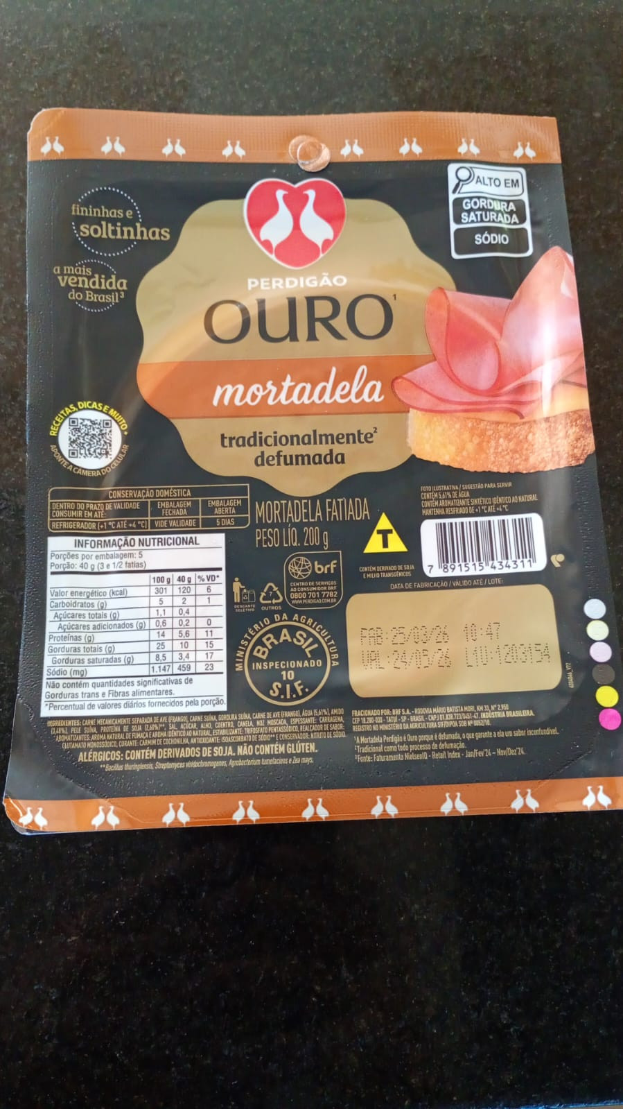 1455 MORTADELA DEFUMADA PERDIGÃO 200 G