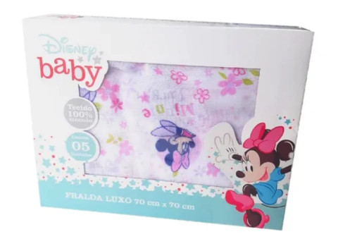 Fralda De Pano Luxo - Disney Minnie -Reutilizável Estampa de personagem rosa