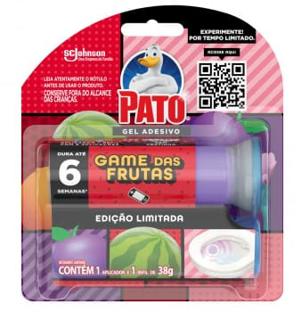 Gel Adesivo Game das Frutas Pato 2un 38g Cada Grátis 50% de Desconto No Segundo Refil